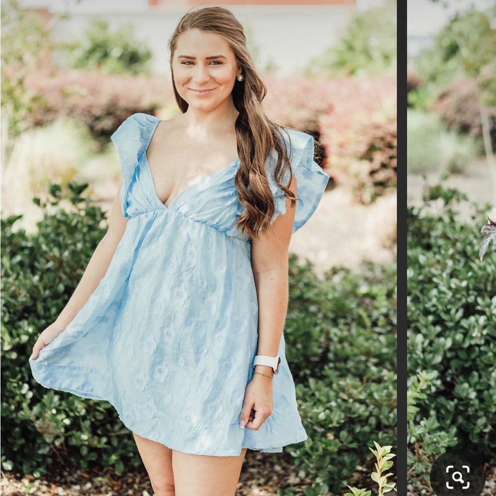 Blue Floral Babydoll Dress